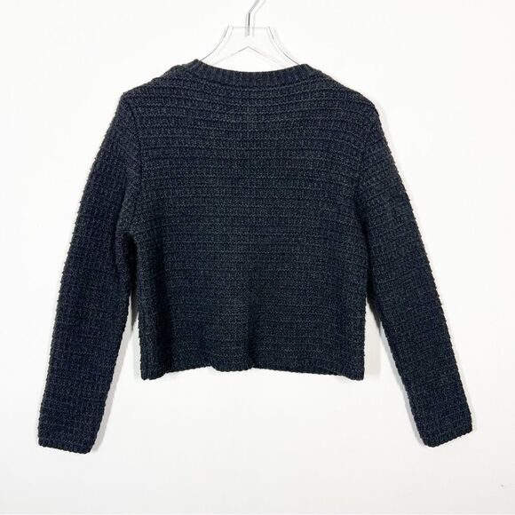 Zara Womens Size Medium Charcoal Gray Waffle Knit Single Button Cardigan Sweater - Picture 4 of 13